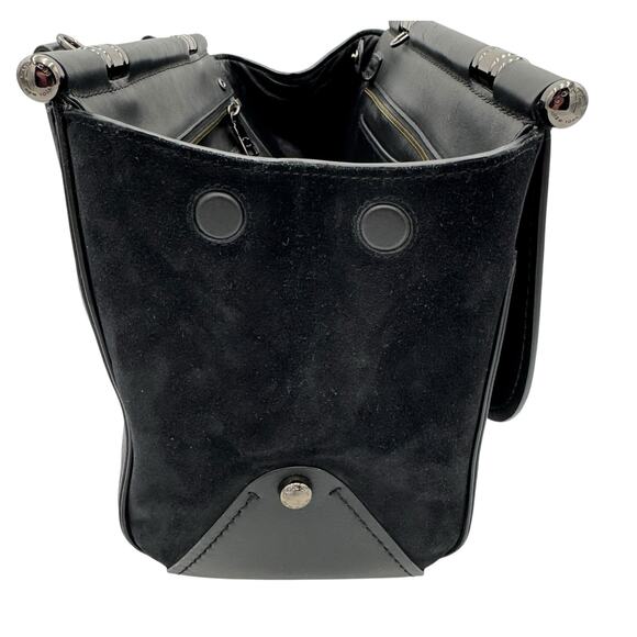 Coach Tea Rose Drifter Turnlock Satchel Floral Appliqué Black Leather 59522 - Picture 11 of 15